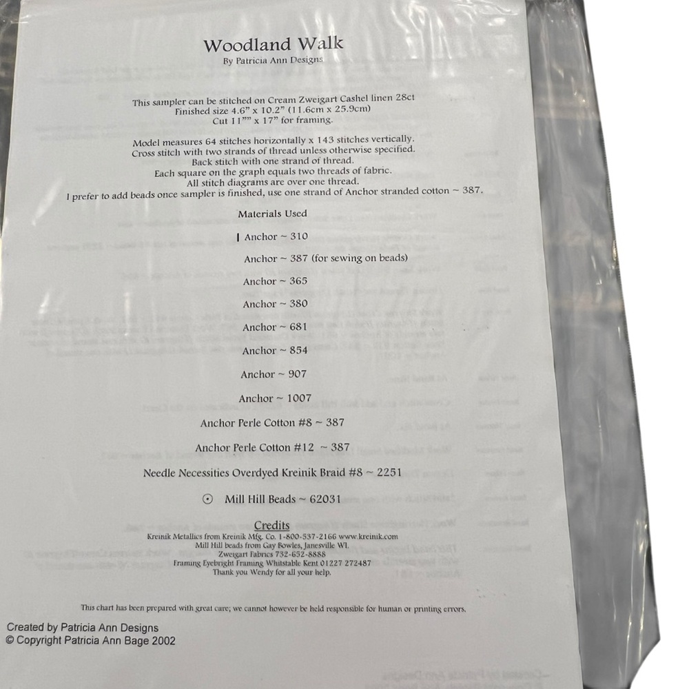 Patricia Ann‎ Designs WOODLAND WALK Cross Stitch Embroidery Pattern Autumn Fall - Picture 3 of 6